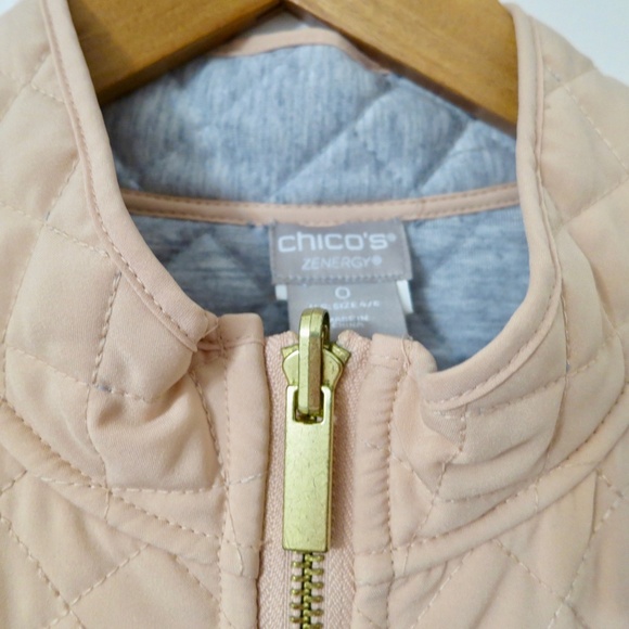 Blush Pink Grey Zippered Cinch Waist Quilted Chore Vest Size 0 (4/6) US Medium - Picture 6 of 10